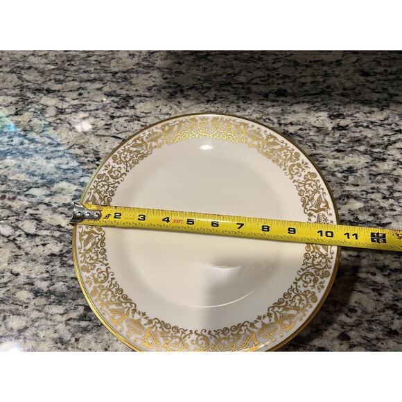 Lenox Tuscany Dinner Plates Gold Scrolls Birds 10 3/4" Ivory Set of 4 - Picture 9 of 10
